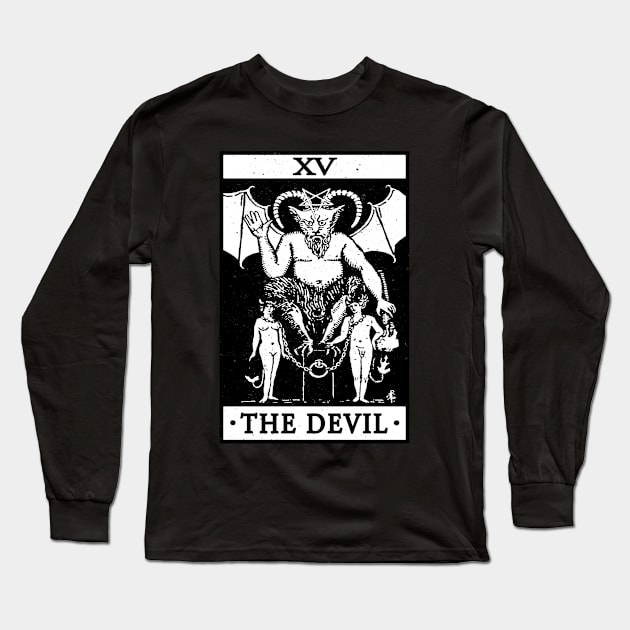 VINTAGE TAROT CARD T SHIRT, THE DEVIL CARD, OCCULT, TAROT Long Sleeve T-Shirt by Tshirt Samurai